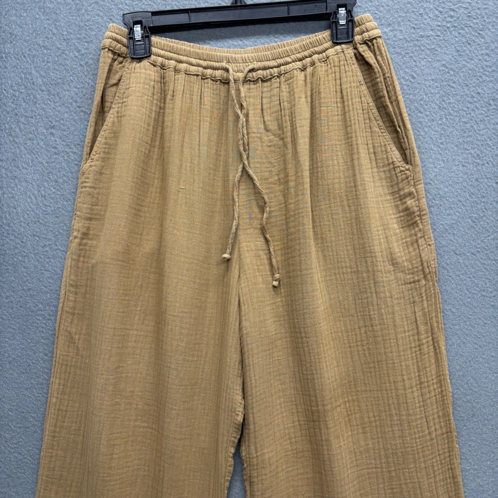 Xirena Womens Wide Leg Cotton Gauze Drawstring Dylan Pants Brown Beach Size M - Picture 3 of 13